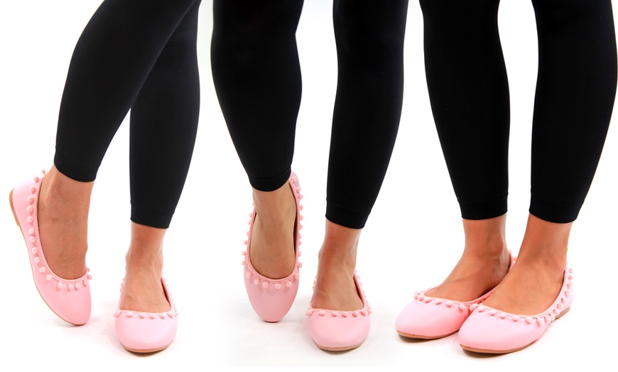 Image 2: Pom-Pom Ballet Flats