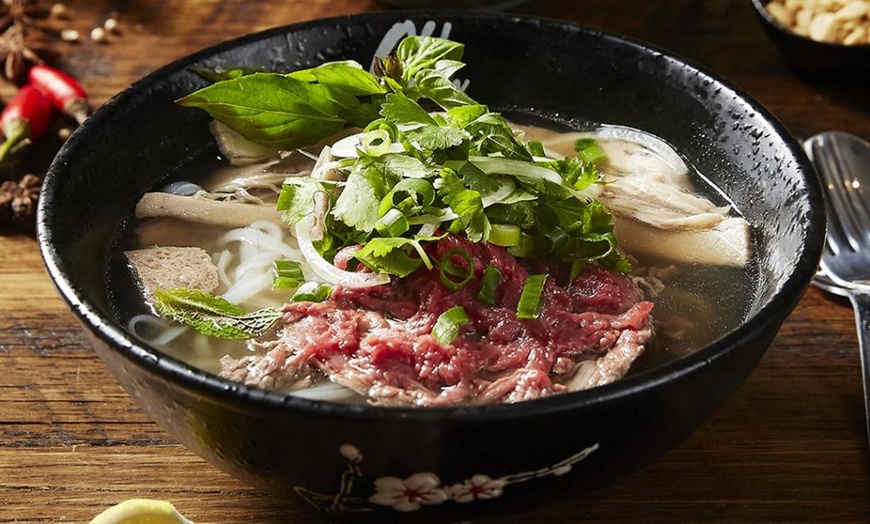 Image 2: Old Man Pho Signature Wagyu Pho Bowl with Optional Homemade Iced Tea