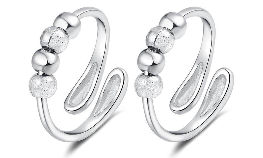 Image 2: 2x Elegante Spinner-Ringe mit drehbaren Perlen zur Entspannung
