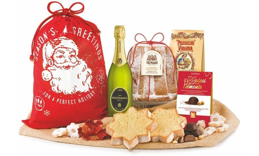 Image 3: Sacco Santa Claus con pandori, panettoni e delizie gastronomiche