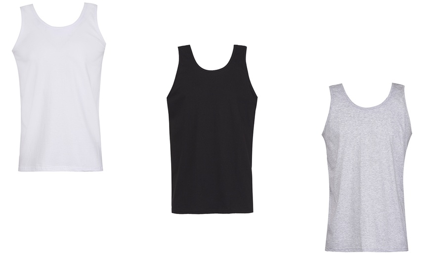 Image 1: Pack of Three Men's Plain Vests