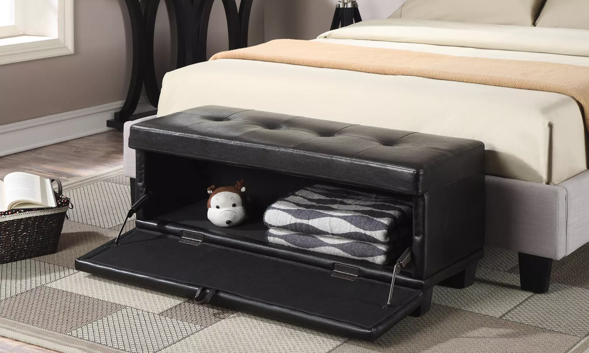Drop-Front Storage Ottoman - Primary Image