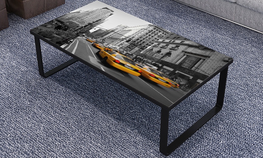 Image 1: Glass Printed Coffee Table