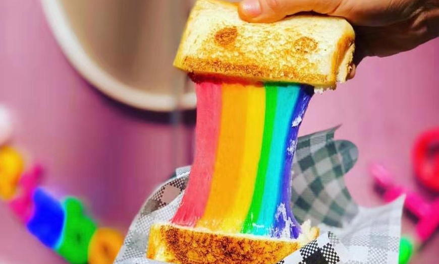 Image 1: Rainbow Cheese Toastie + Coke