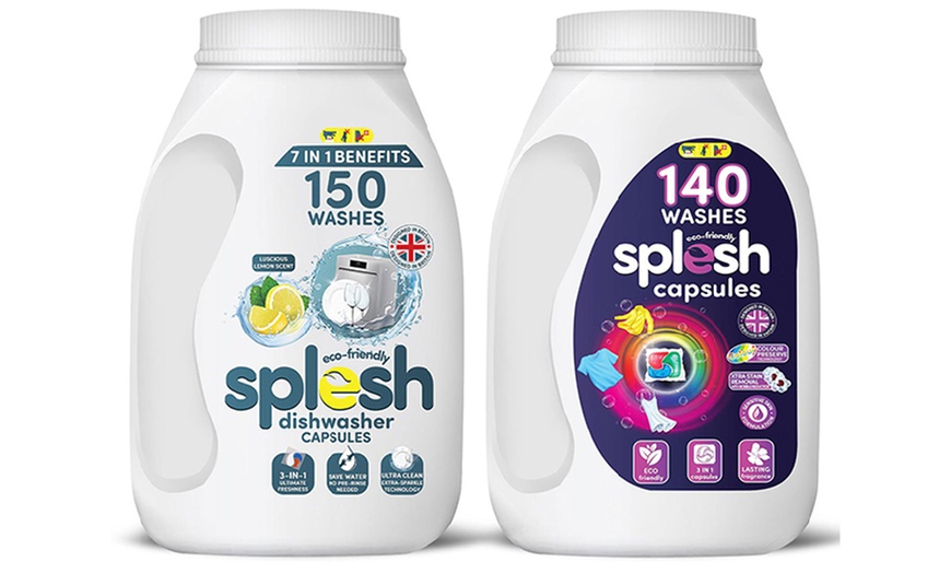 Image 2: Splesh Cleaning Bundle 3-in-1 150 Dishwasher and 140 Laundry Capsules