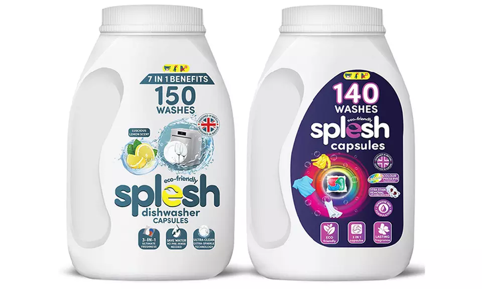 Splesh Cleaning Bundle 3-in-1 150 Dishwasher and 140 Laundry Capsules