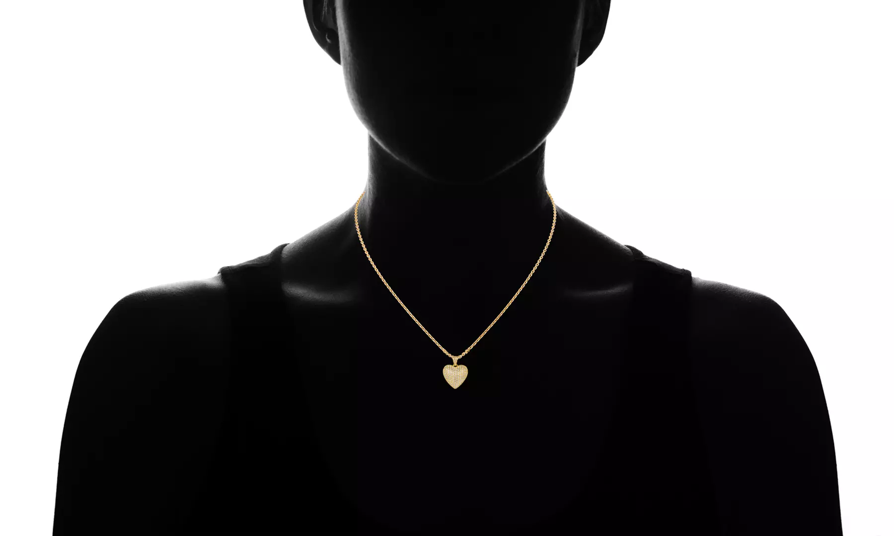 18k Gold Plated Puffed Heart Pendant Necklace Made With Swarovski Elements by Barzel - Second Medium
