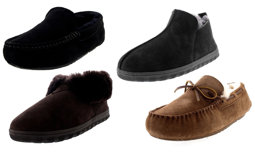 Image 1: Men's Sheepskin Slippers