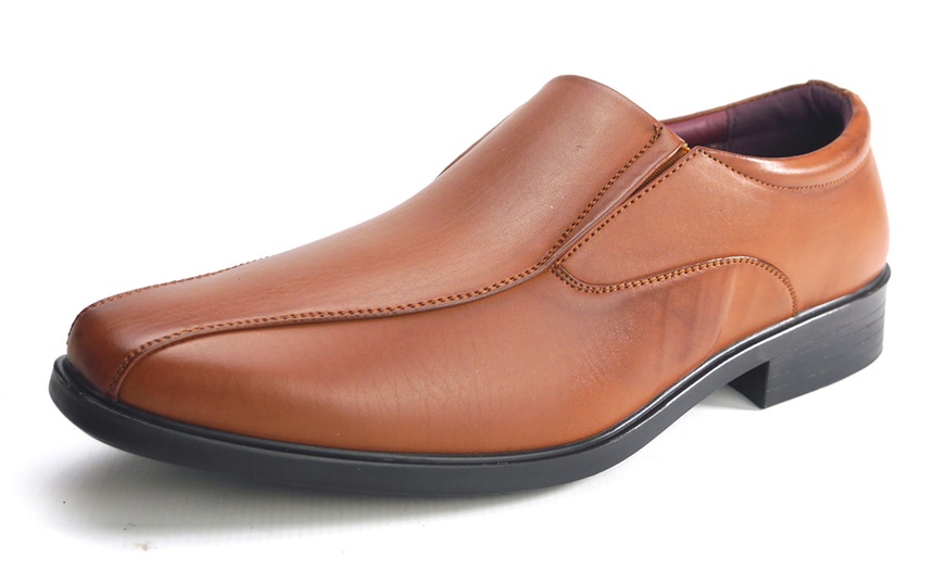 Image 2: Men's Lace-Up Slip-On Tan Shoes