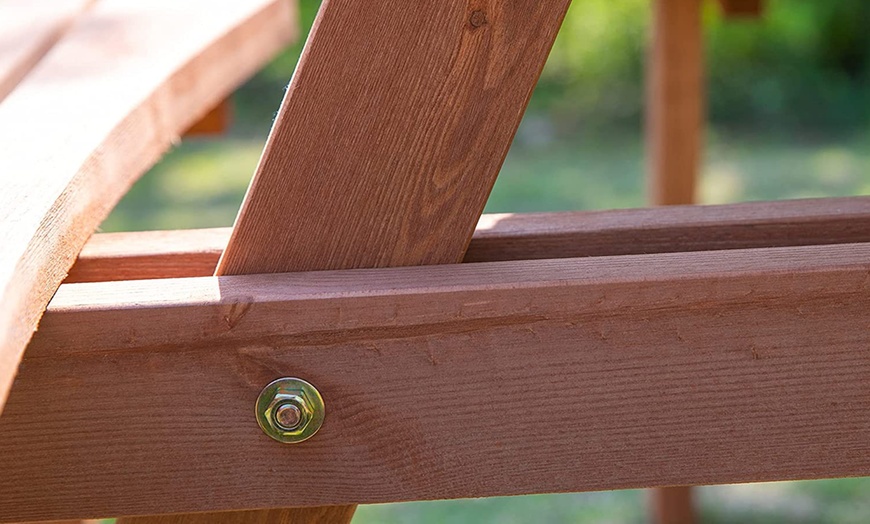 Image 3: Outsunny Eight-Seater Round Picnic Table Bench