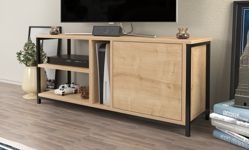 Image 6: Neola Media Television Stand with Open Shelves and Cabinet