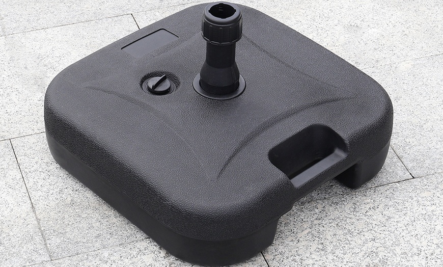 Image 37: Large 3m Black Rotating Outdoor Parasol with Multiple Base Styles