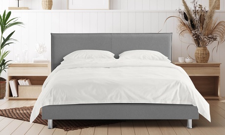 Lit en tissu Malaga avec contour et tête de lit de marque Sampur, livraison offerte