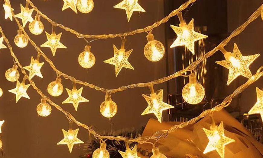 Image 1: 20, 40 or 80 LEDs Star-Shaped Clear Ball Fairy String Lights