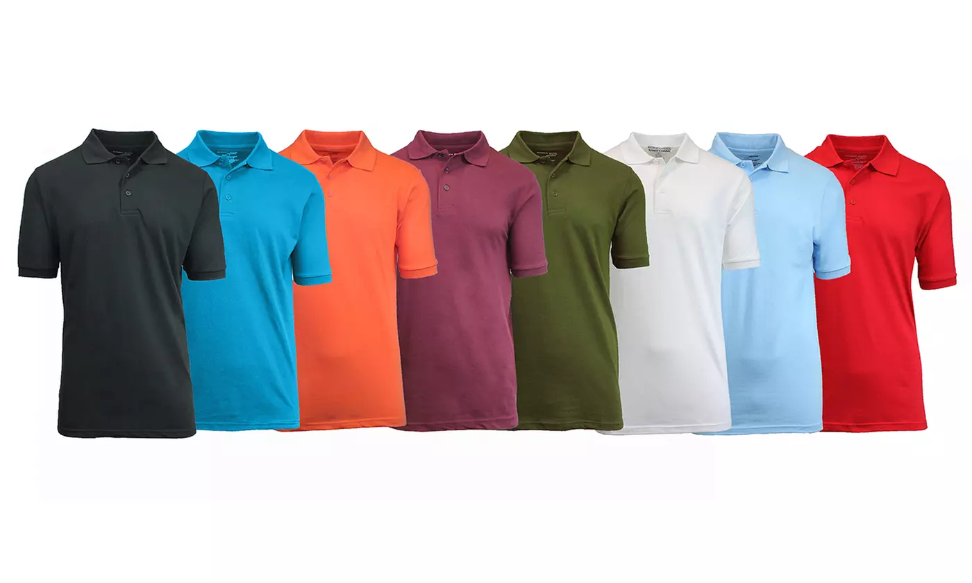 Men's Pique Polo Shirts (5-Pack) - Primary Image