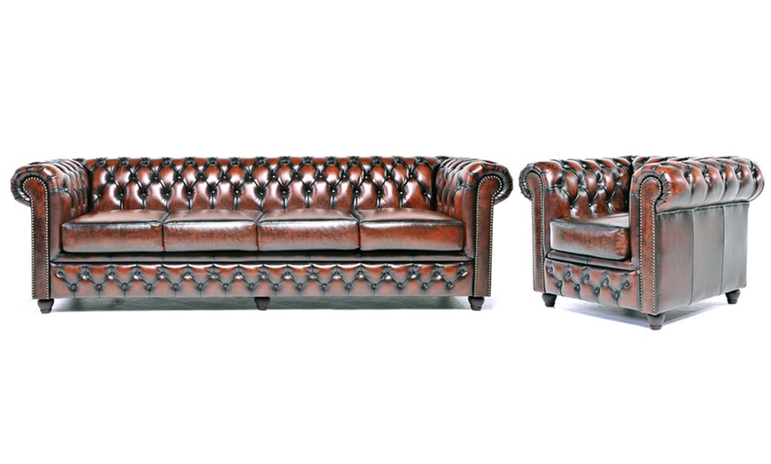 Image 59: Sofas Chesterfield en cuir authentiques 