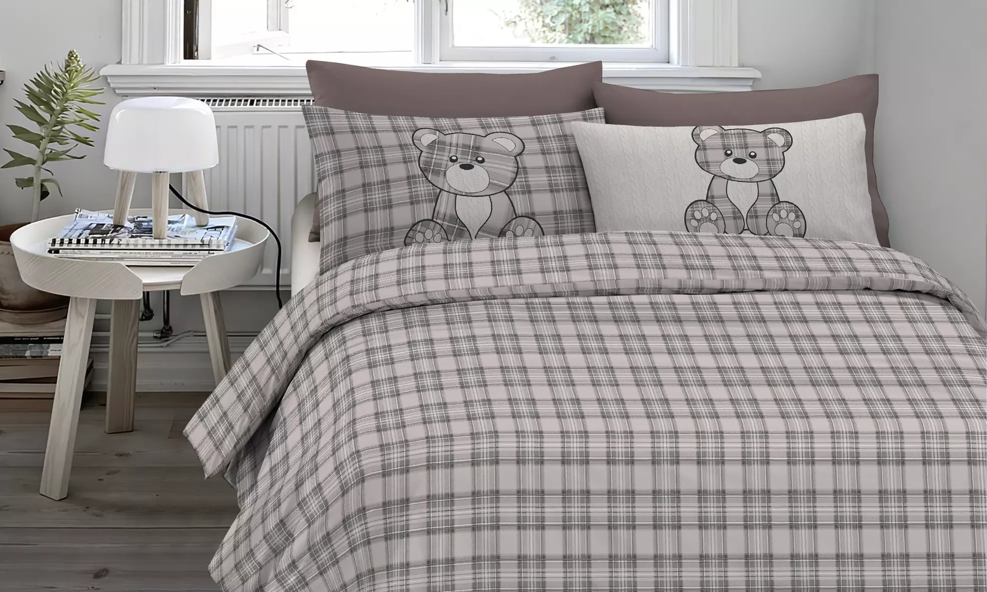 Flanell-Bettwäsche-Set mit winterlichem Motiv