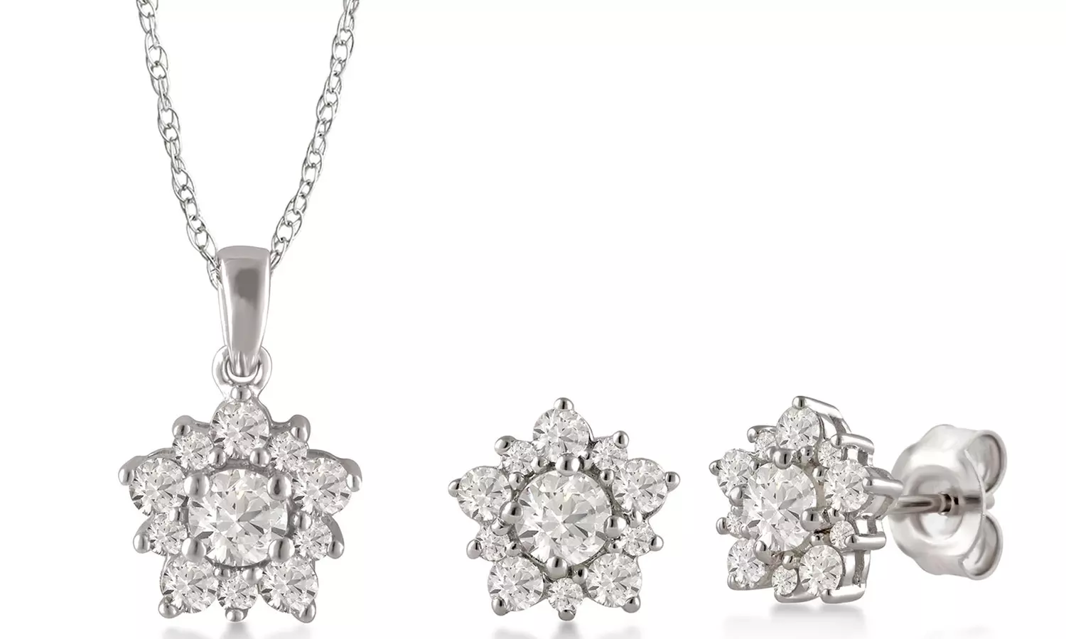 Diamond Pendant, Earrings, or Set in Sterling Silver by DiamondMuse - Primary Image