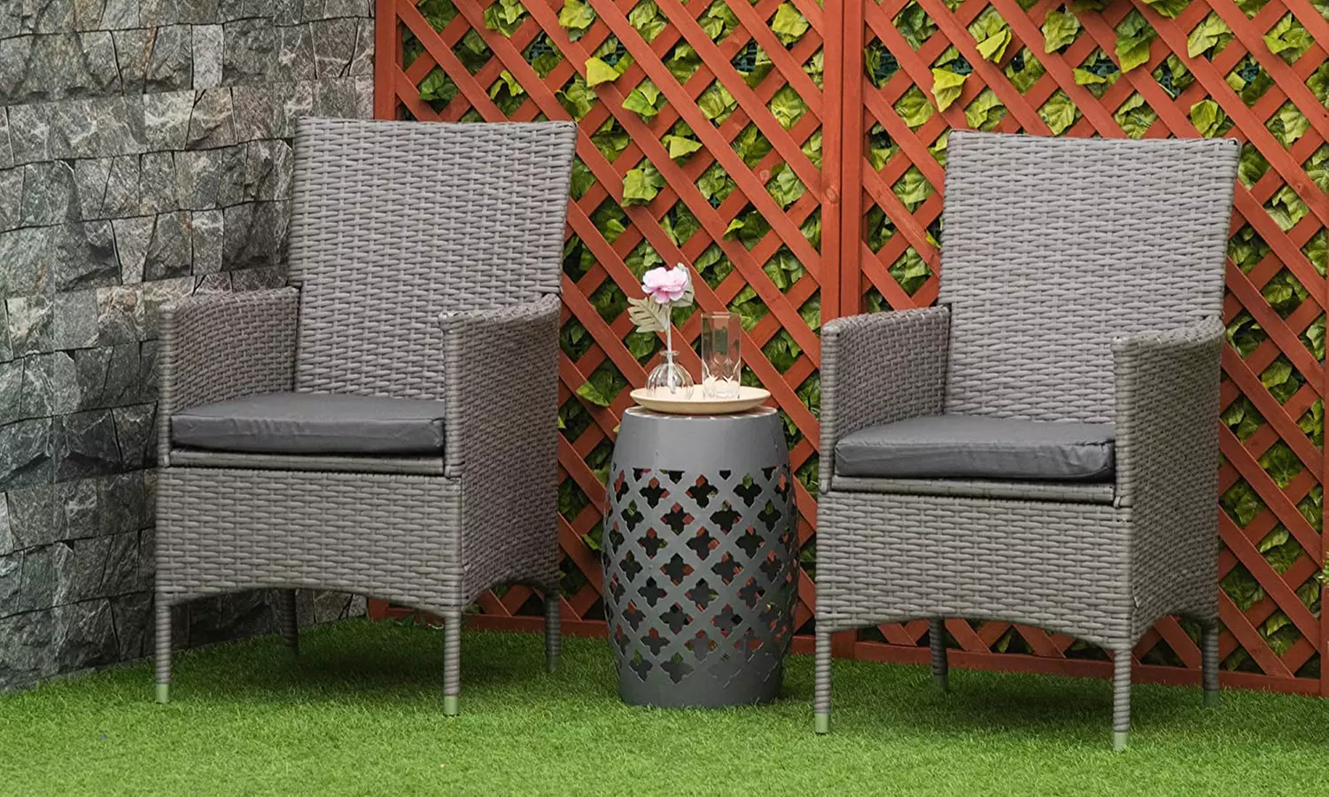 Two Outsunny Rattan-Effect Armchairs