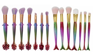 Seven-Piece Mermaid Tail-Shaped Make-Up Brush Set