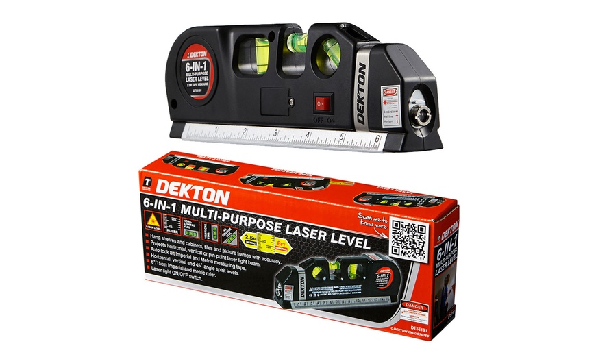 Image 1: Laser Level and Tape Measure
