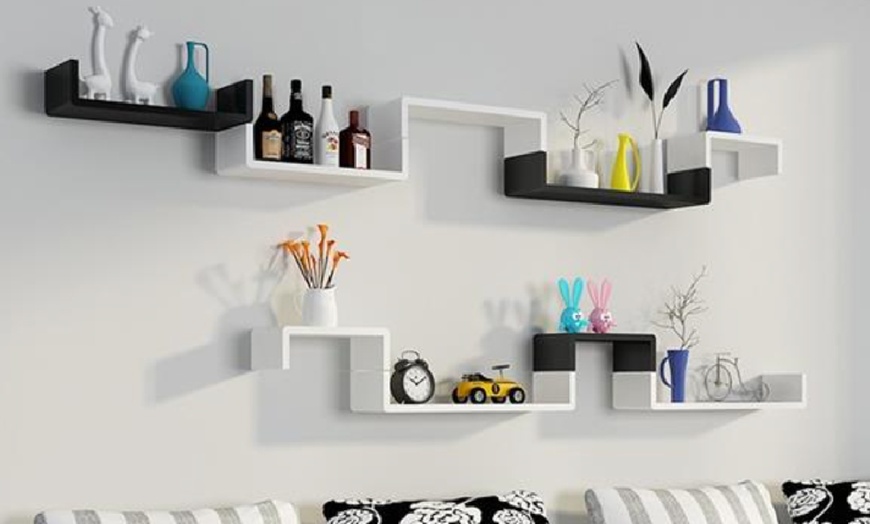 Image 6: Set of Three Floating Display Shelves with Wall Mounts