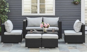 Outsunny Six-Seater Rattan-Effect Outdoor Furniture Set