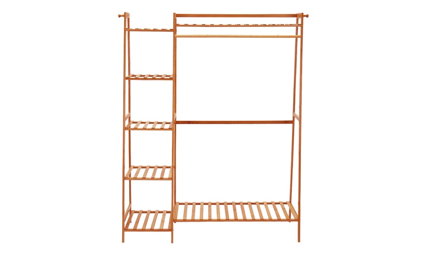 Image 2: Bamboo Garment Rack Bedroom Storage