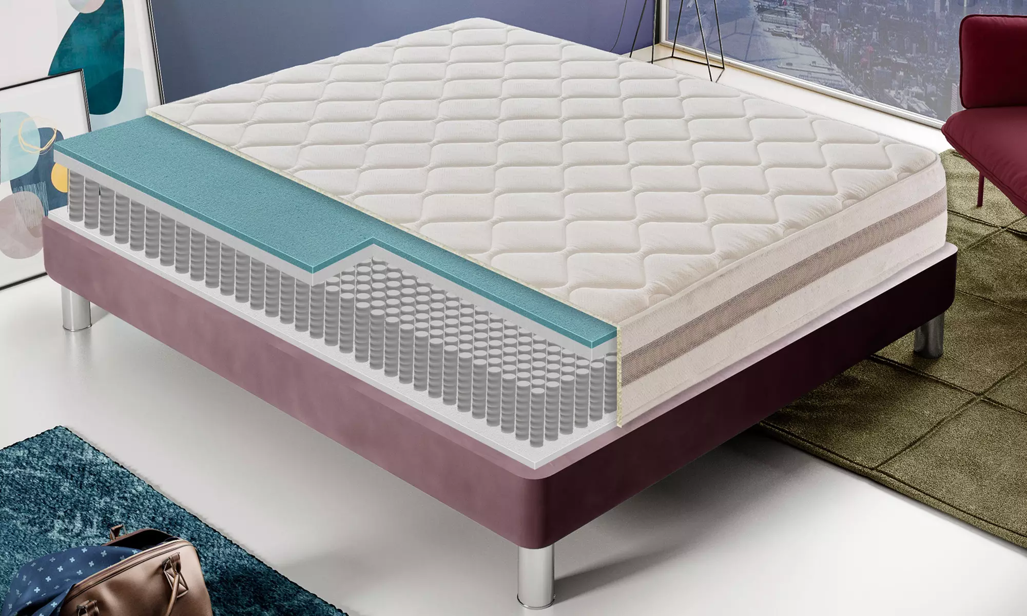 Memory-Gel- und Taschenfedern-Matratze in der Größe nach Wahl, inkl. Versand - Primary Image