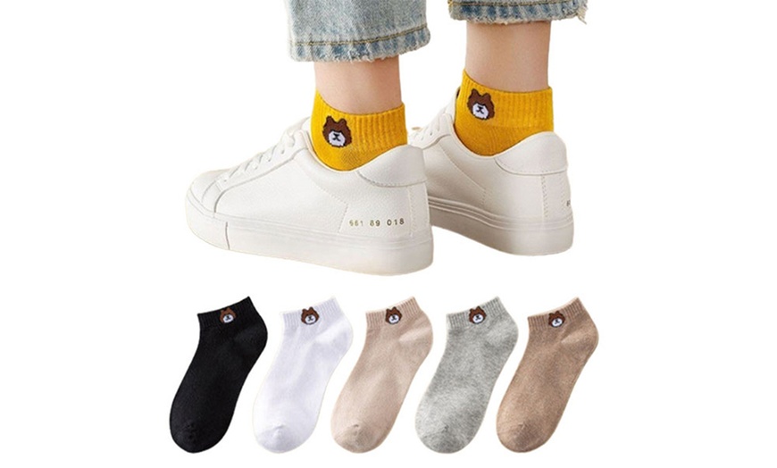 Image 3: 5 or 10 Pairs of Women's Colourful Bear Socks