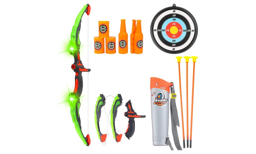 Image 2: Kids Archery Shooting Set with Light Up Bow And Arrow and Target-AR-F