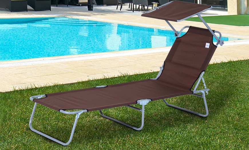 Image 6: Outsunny Outdoor Foldable Sun Lounger
