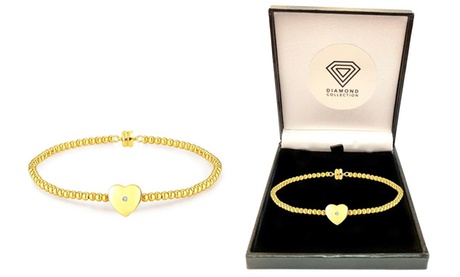 Bracciale con charm a forma di cuore e diamante da 0,005 ct