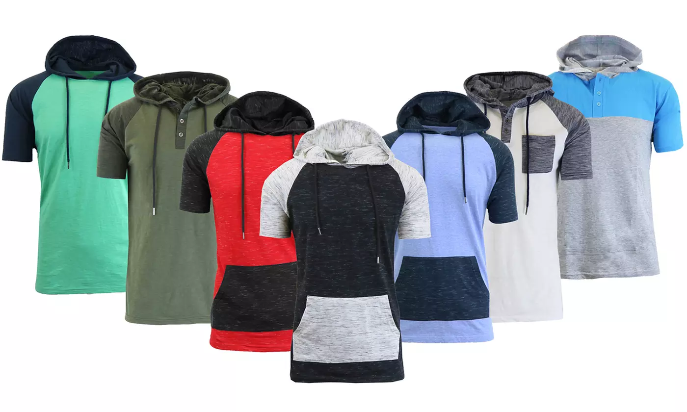 Galaxy by Harvic Men's Short-Sleeve Pullover Hoodies with Contrast Trim. Extended Sizes Available. - Primary Image