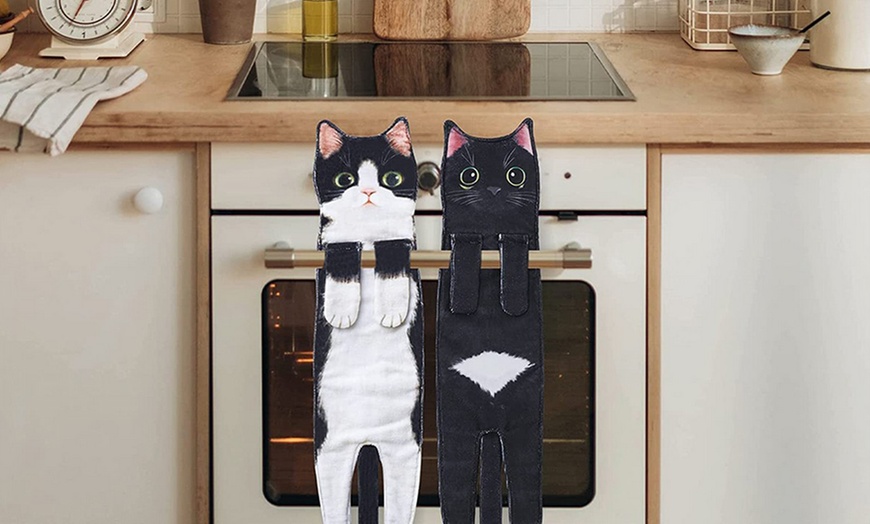 Image 8: Cat Funny Hanging Hand Towels 