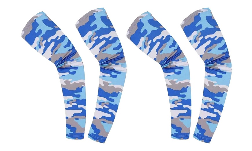 Image 12: 2 Pairs Quick Dry Arm Sleeves Cover Cycling Running Arm Cooling UV Protection