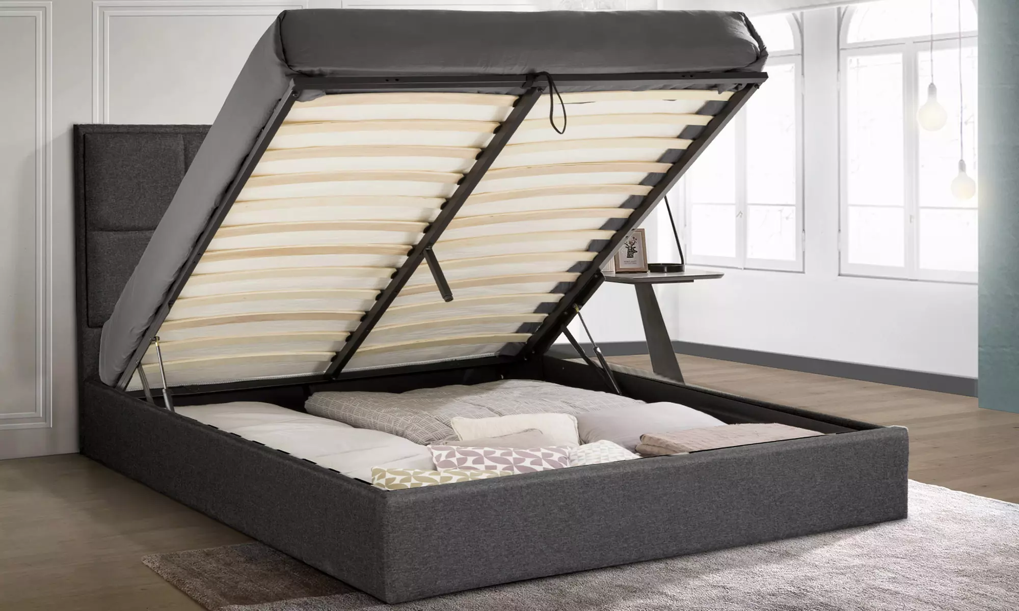 Lit coffre en tissu "Janet", deux dimensions au choix, livraison offerte - Primary Image