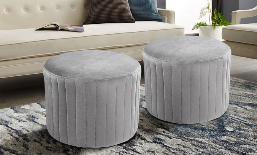 Image 3: Round Velvet Stool, Soft Upholstery and Plush Comfort