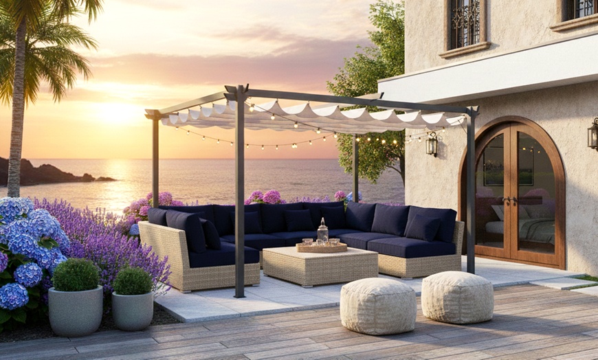 Image 6: Pergola da giardio in acciaio e telo retrattile