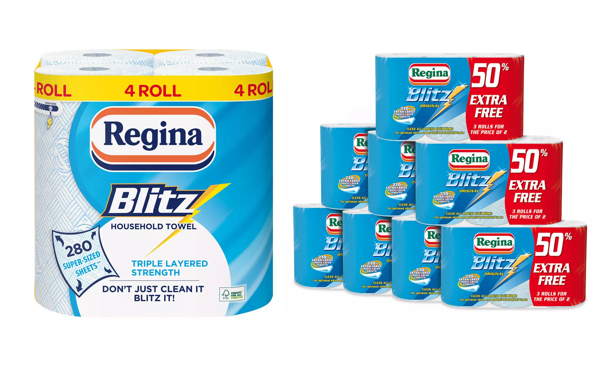 Up to 24 Rolls of Regina Extra-Large Blitz Kitchen Towels - Primary Image