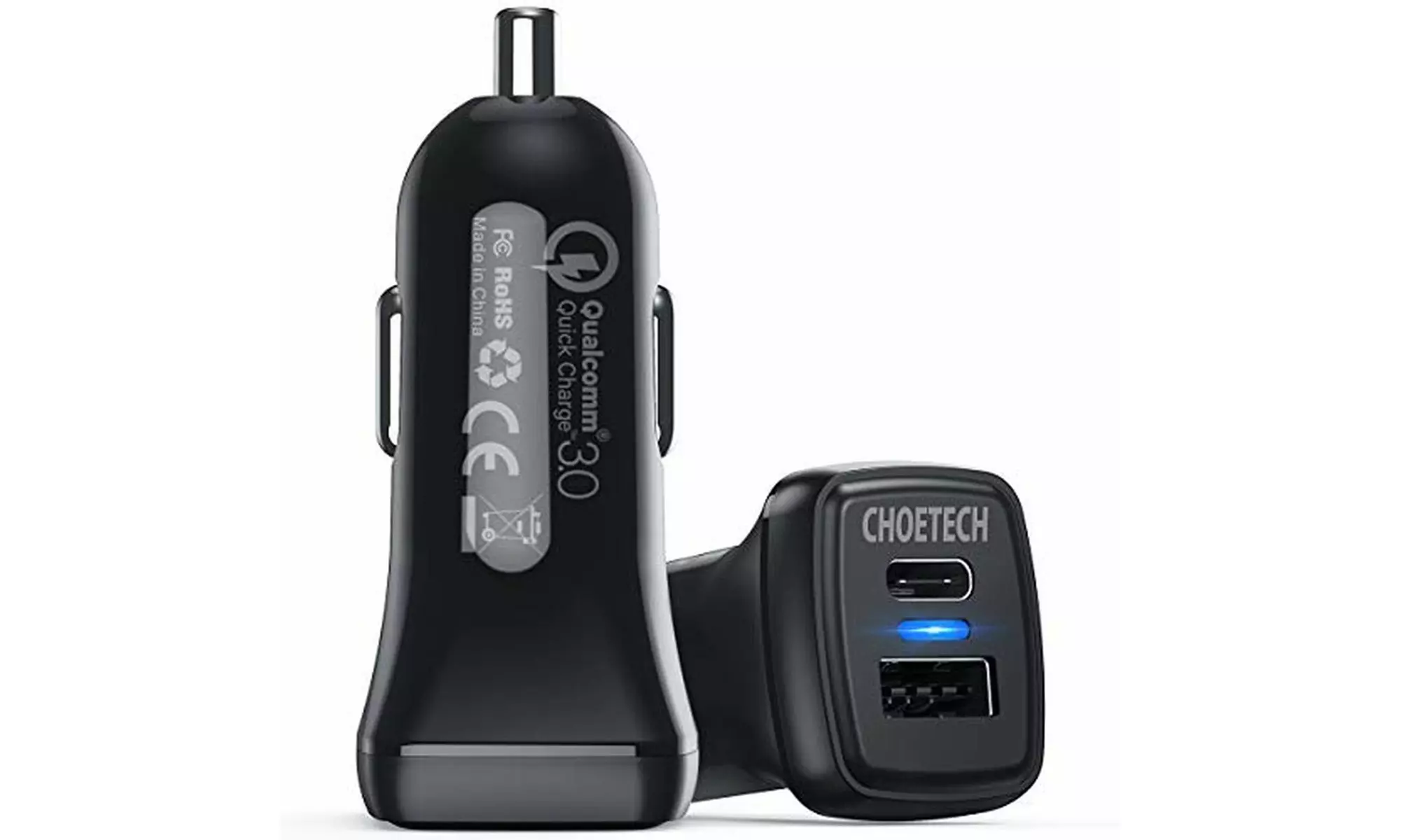 CHOETECH USB-C Car Charger Dual Port Fast 36W Type C and USB-A Car Adapter