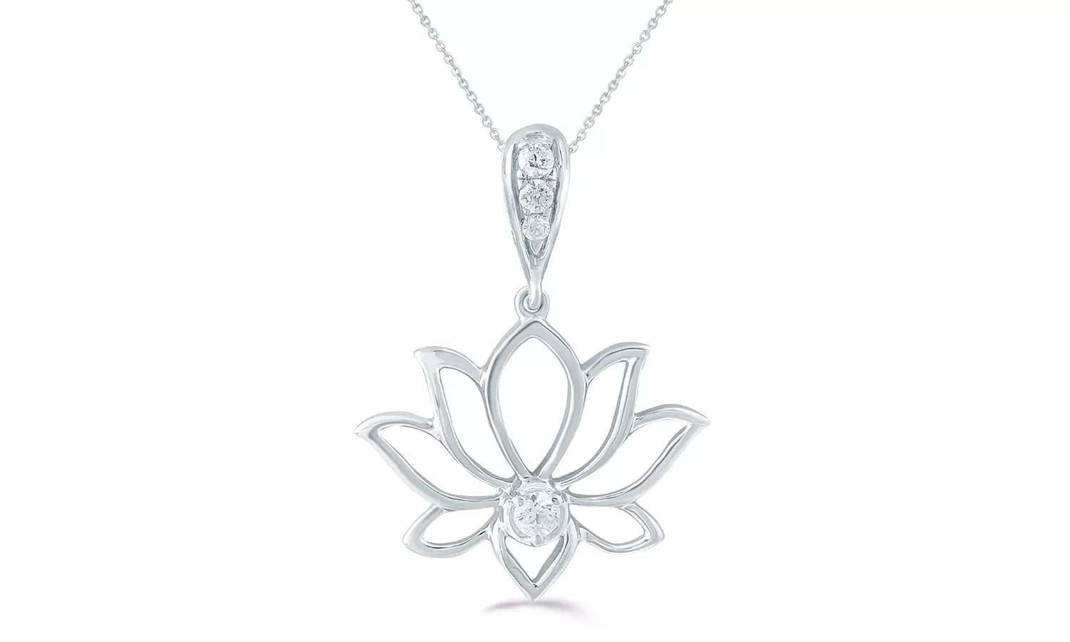 1/10 CTTW Diamond Lotus Pendant in Sterling Silver by Fifth and Fine - Primary Image