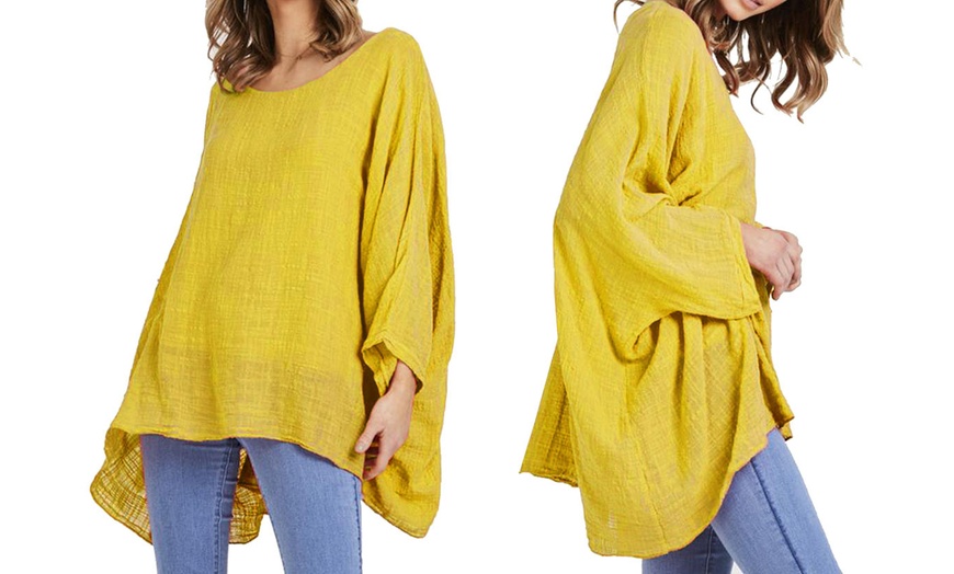 Image 10: Oversized Linen Kaftan Top