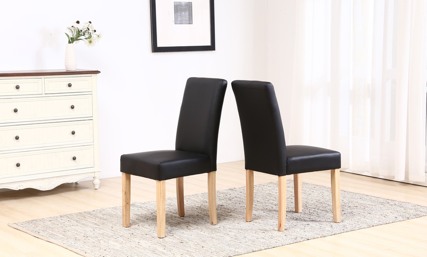 Image 2: Dining Room Bonded Leather Chairs