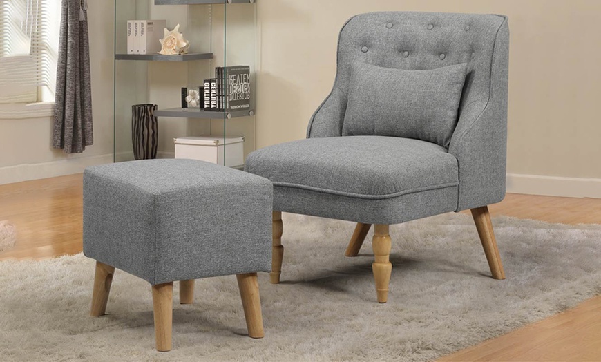 Image 2: Matching Armchair and Footstool