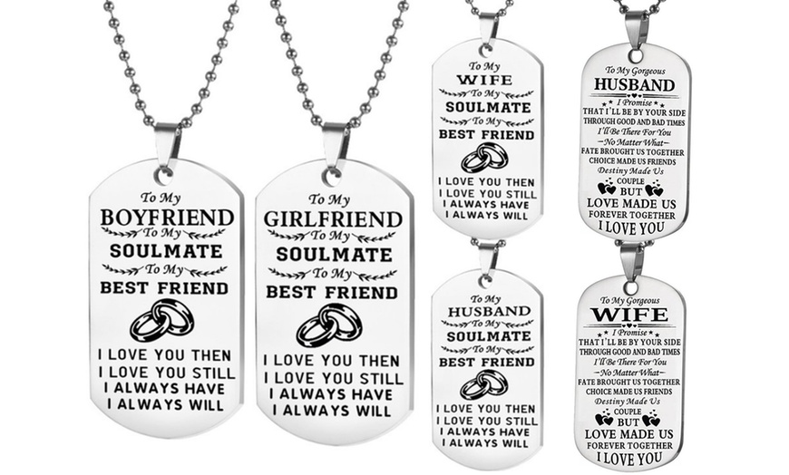 Image 1: Couple Dog Tag Necklace