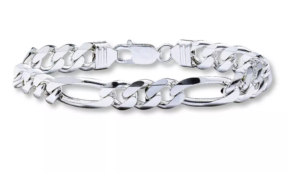 Men's Italian-Made Solid Sterling Silver 150-Gauge Figaro Bracelet - Primary Image