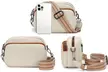 Crossbody-Schultertasche aus Echtleder in Beige oder Schwarz - Image 3
