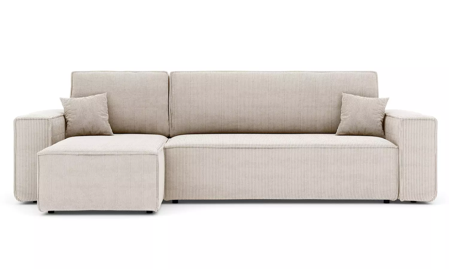 Canapé d'angle réversible et convertible en velours côtelé avec coffre