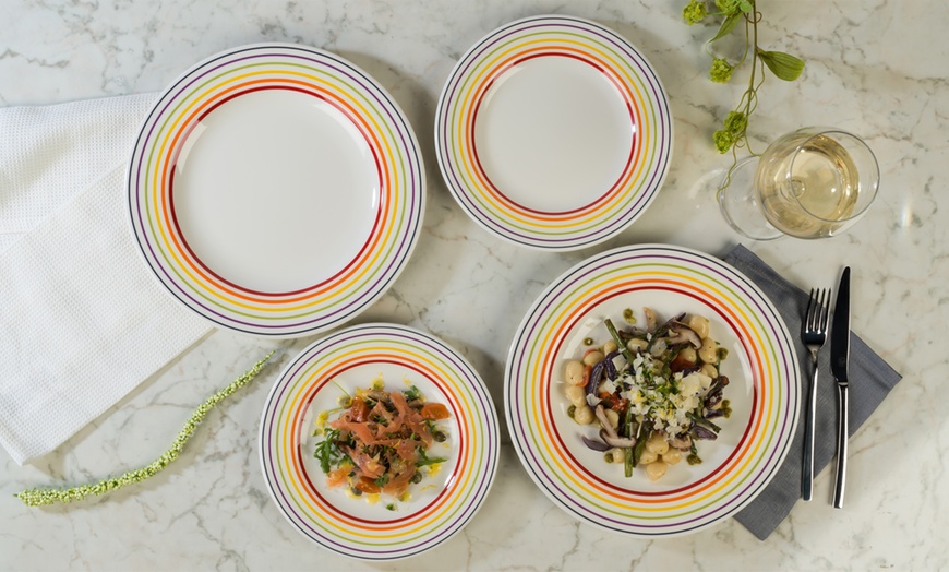 Image 1: Multi-Coloured Striped Plates